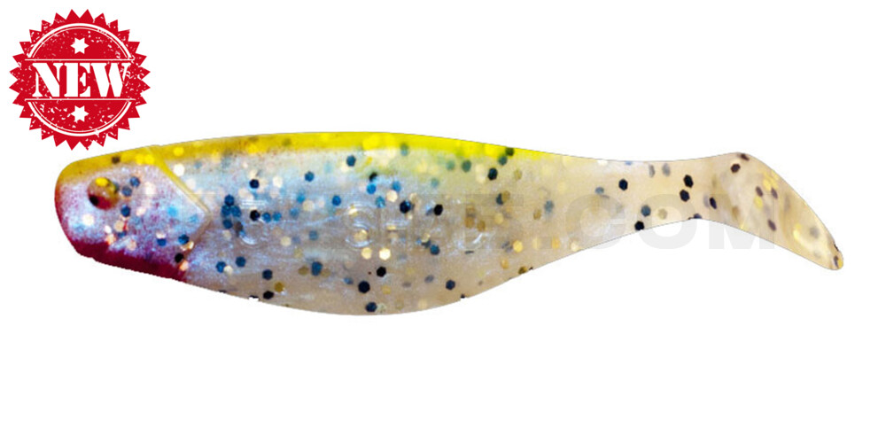 Shad 3" (ca. 8,0 cm) blauperl schwarzer glitter / fluogelb