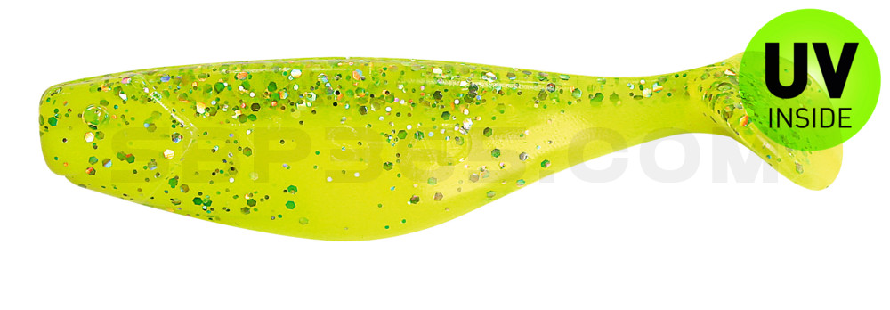 Shad 3" (ca. 8,0 cm) fluogelb  / fluogrün-Glitter