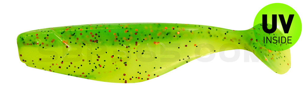 Shad 3" (ca. 8,0 cm) fluogelb  / grün-Glitter