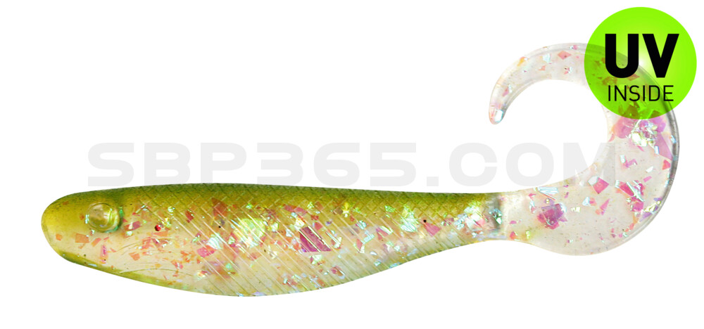 Shad Grub 2,5" (ca. 7,0 cm) klar silber-Glitter / grün