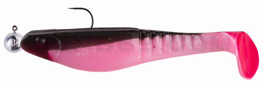 Shark 4" (ca. 11,0 cm) bubblegum / schwarz, montiert auf SXRO 6/0 10g