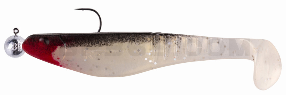 Shark 4" (ca. 11,0 cm) goldperl-Glitter / schwarz, montiert auf SXRO 6/0 10g