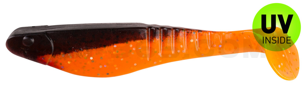 Shark 4" (ca. 11,0 cm) klar fluoorange-Glitter / schwarz