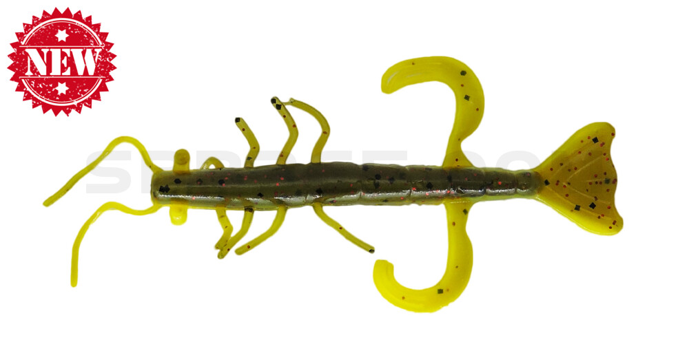Shrimp 3" (ca. 8,0 cm) gelb / Watermelon Glitter