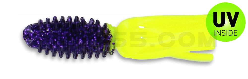 Slab Tube 1.75"  (ca. 4,5 cm) Purple Glitter/Opaque Chartreuse