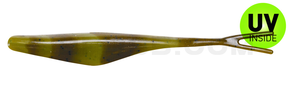 Split Tail Minnow 6" (ca. 15 cm) Green Pumkin/Chartreuse Swirl