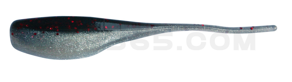 Stinger Shad 2" (5,2cm) perlweiss / schwarz rot Glitter