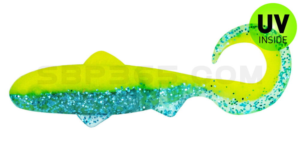 Super Banjo 3" (ca. 7,5 cm) fluogelb / sky-blue Glitter