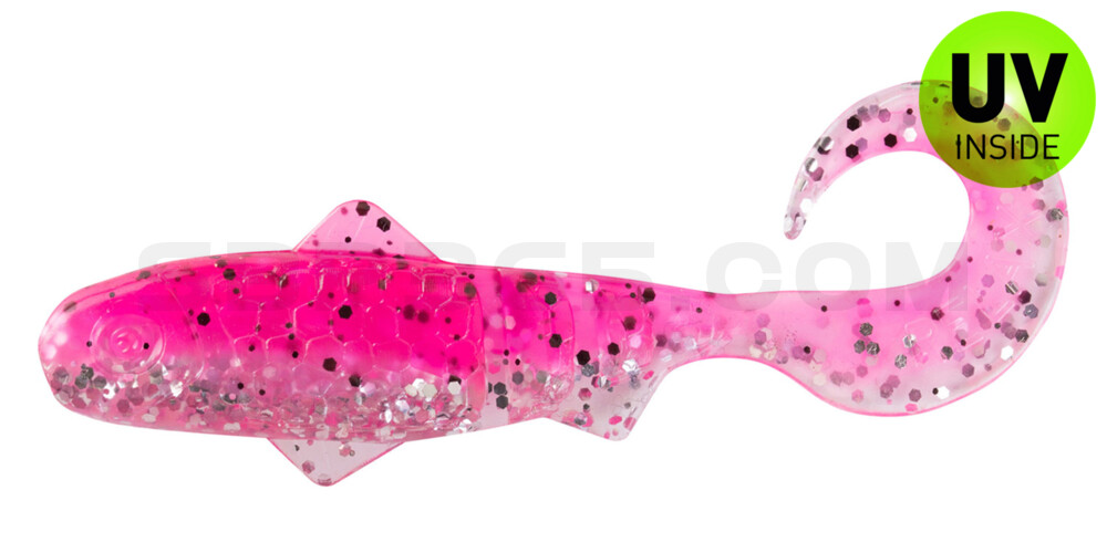 Super Banjo 3" (ca. 7,5 cm) klar silber Glitter / hot pink Glitter