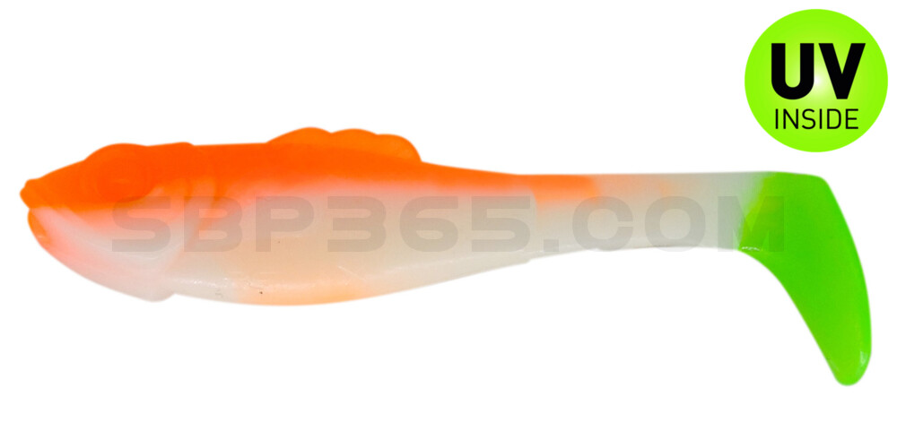 Super Shad 3" (ca. 8 cm) reinweiss / orange / lime tail