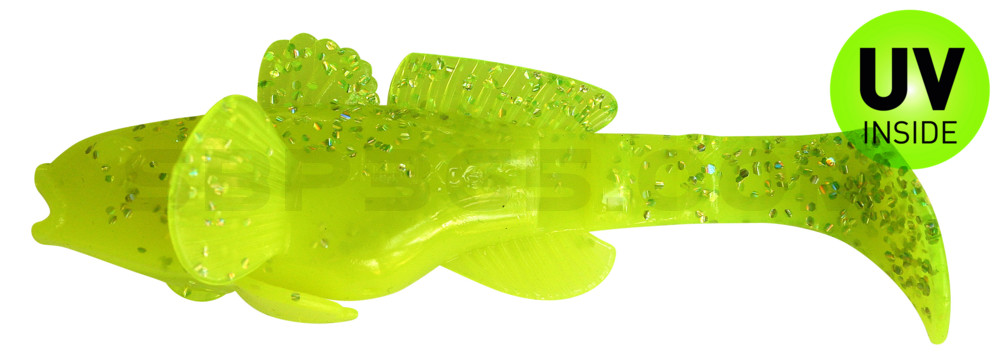 SX Bullhead 3,5" (10,5cm) (SCHWARZMEERGRUNDEL) fluogelb/fluogrün-glitter