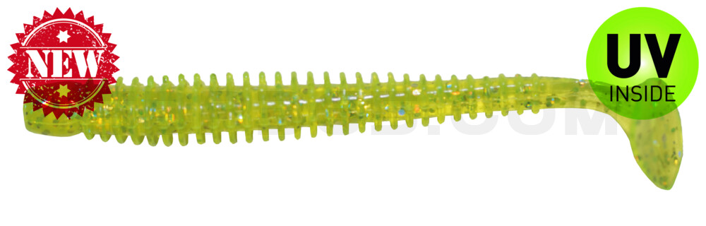 Texas 5" (ca. 13 cm) im Original Relax ZIP BAG grün(chartreuse)-Glitter