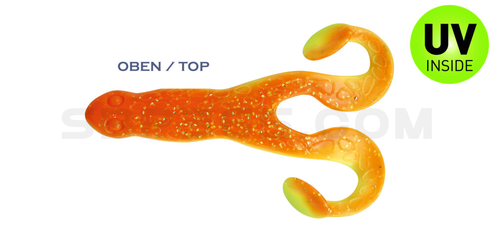Turbofrog 4" (ca.12,0 cm) fluogelb  / orange-silber Glitter