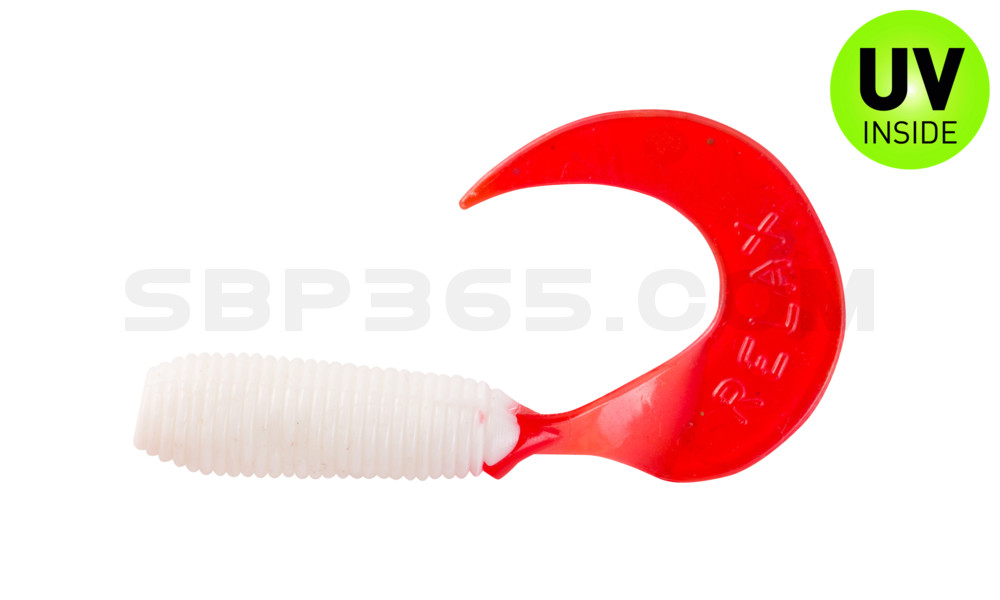 Twister 1" regulär (ca. 3,5 cm) reinweiß / red tail