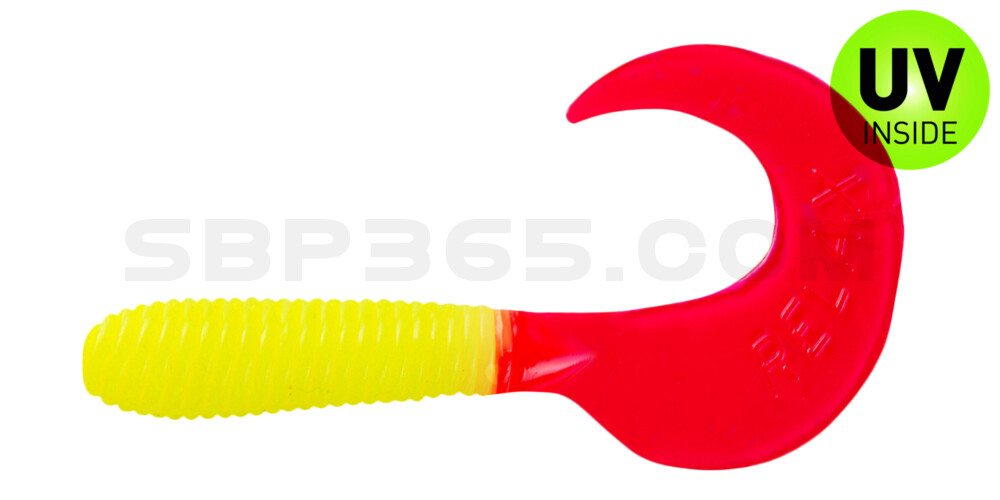 Twister 2,5" regulär (ca. 6,0 cm) fluogelb / red tail