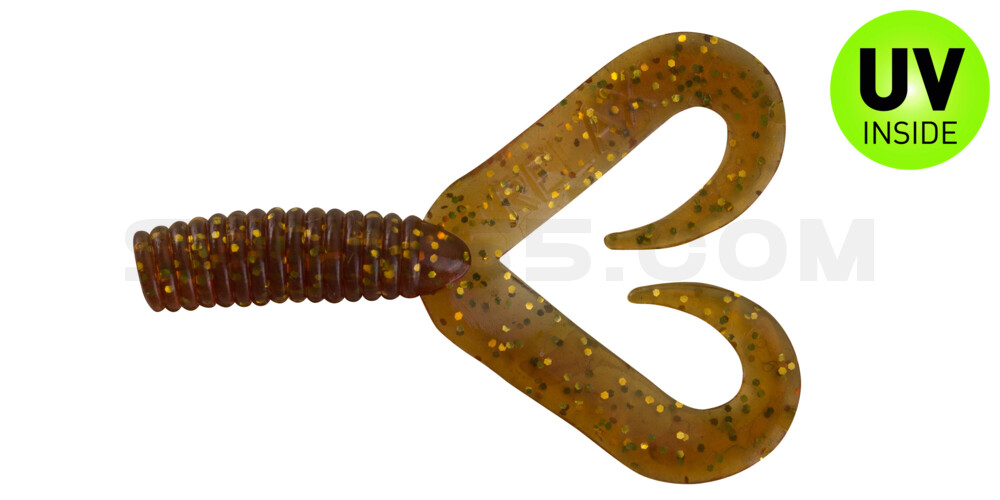 Twister 2" Doubletail regulär (ca. 4,5 cm) motoroil gold glitter