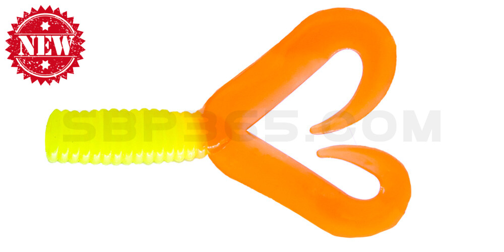 Twister 2" Doubletail regulär (ca. 4,5 cm) rot / fluogelb