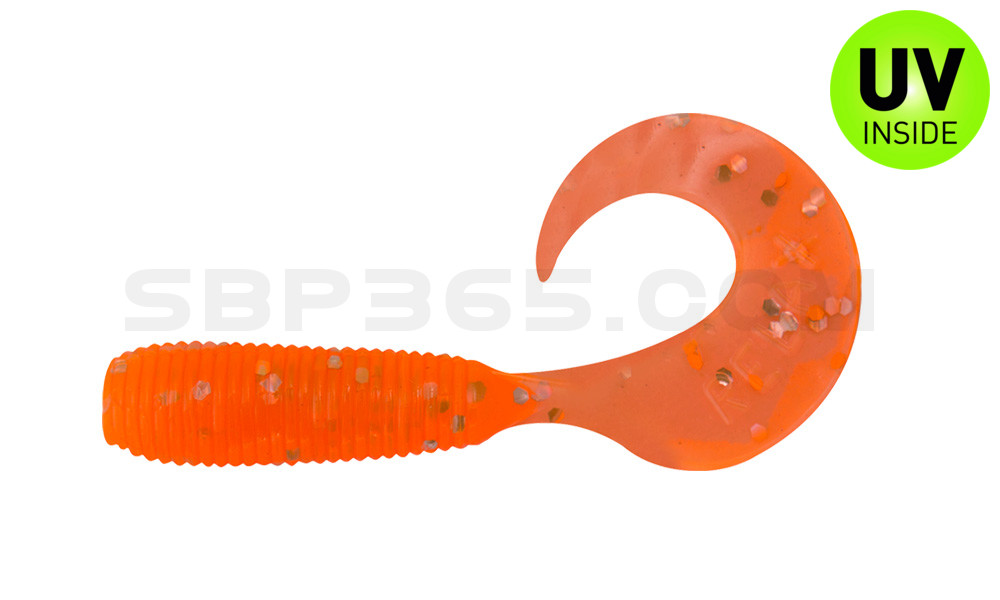 Twister 2" regulär (ca. 4,5 cm) klar fluoorange Glitter