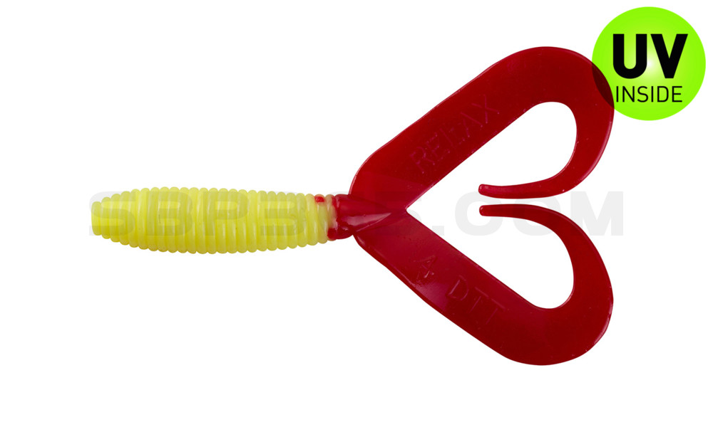 Twister 3" Doubletail regulär (ca. 9,0 cm) fluogelb / red tail