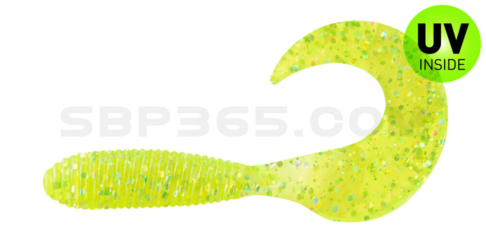Twister 3" regulär (ca. 7,0 cm) grün(chartreuse) glitter