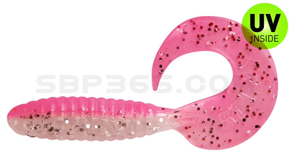 Twister 4" laminiert (ca. 8,0 cm) bubblegum / klar silber Glitter