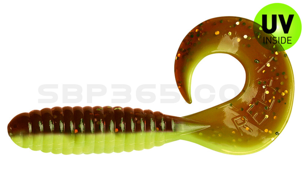 Twister 4" laminiert (ca. 8,0 cm) fluogelb  / olivebraun-glitter