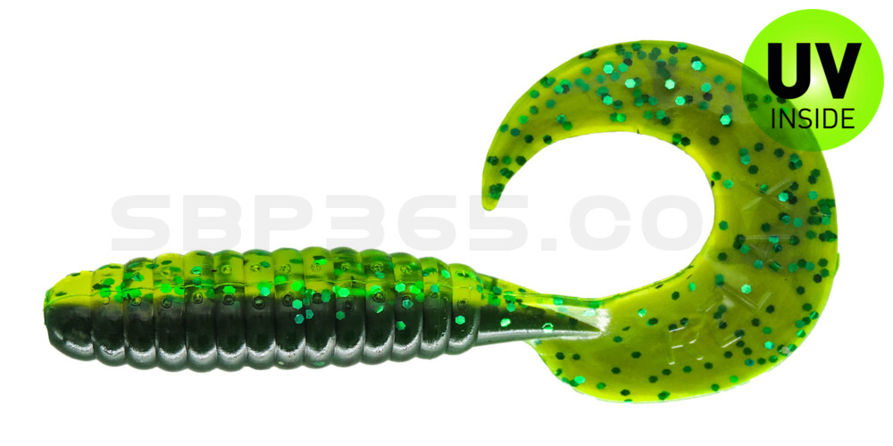 Twister 4" laminiert (ca. 8,0 cm) grün (chartreuse)-Glitter / blau-violett Glitter