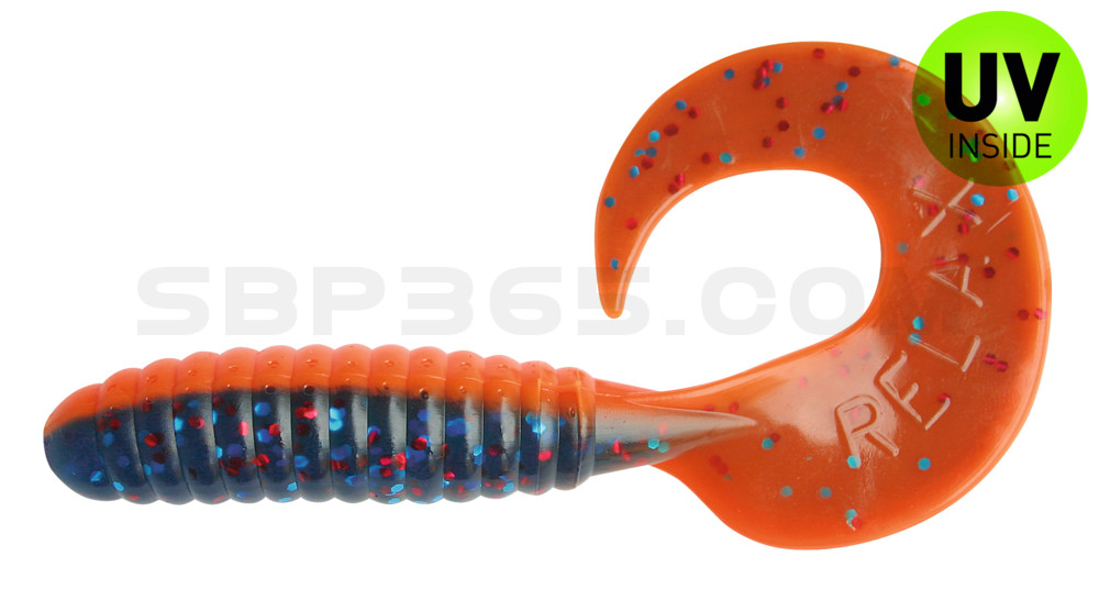 Twister 4" laminiert (ca. 8,0 cm) orange / blau-rot glitter