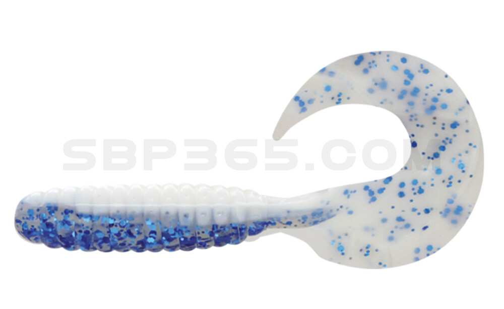 Twister 4" laminiert (ca. 8,0 cm) reinweiss / klar blau glitter