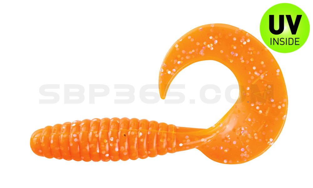 Twister 4" regulär (ca. 8,0 cm) klar fluoorange Glitter