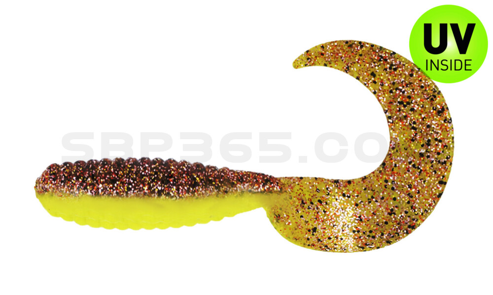 Xtra Fat Grub 5,5" laminiert (ca. 13,0 cm) fluogelb  / klar kupfer glitter