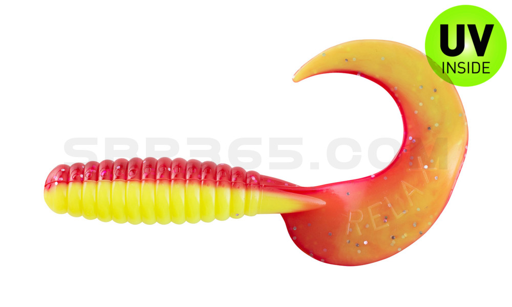 Xtra Fat Grub 5,5" laminiert (ca. 13,0 cm) fluogelb  / rot glitter
