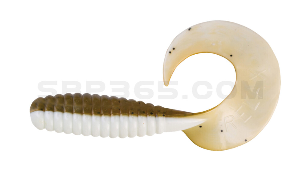 Xtra Fat Grub 5,5" laminiert (ca. 13,0 cm) reinweiss / olivebraun-Glitter