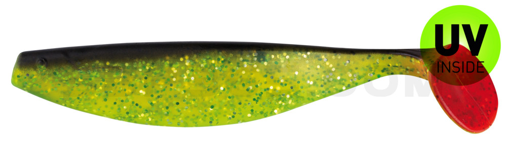 Xtra-Soft 6" (ca. 16,0 cm) grün(chartreuse)-Glitter / schwarz