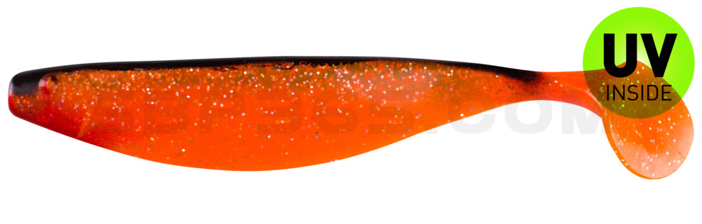 Xtra-Soft 9" (ca. 23,0 cm) klar fluoorange-Glitter / schwarz