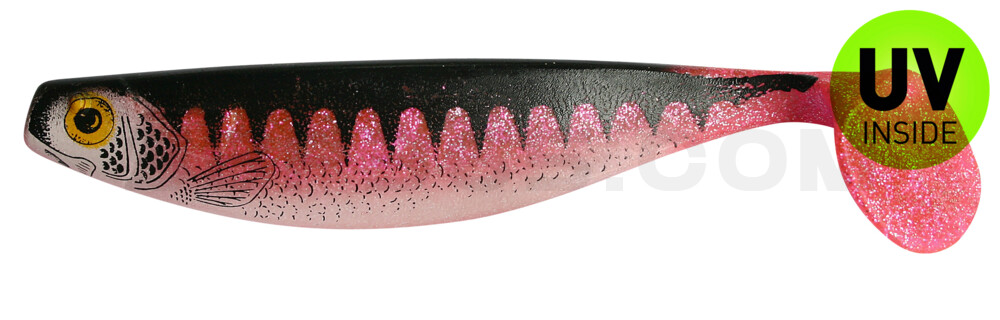 Xtra-Soft-Nature 6" (ca. 16,0 cm) hot pink Glitter  / Zander / Bauch: weiß