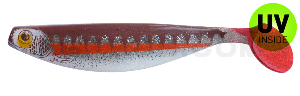 Xtra-Soft-Nature 6" (ca. 16,0 cm) klar silber Glitter / Zander braun / Bauch: weiß / red tail